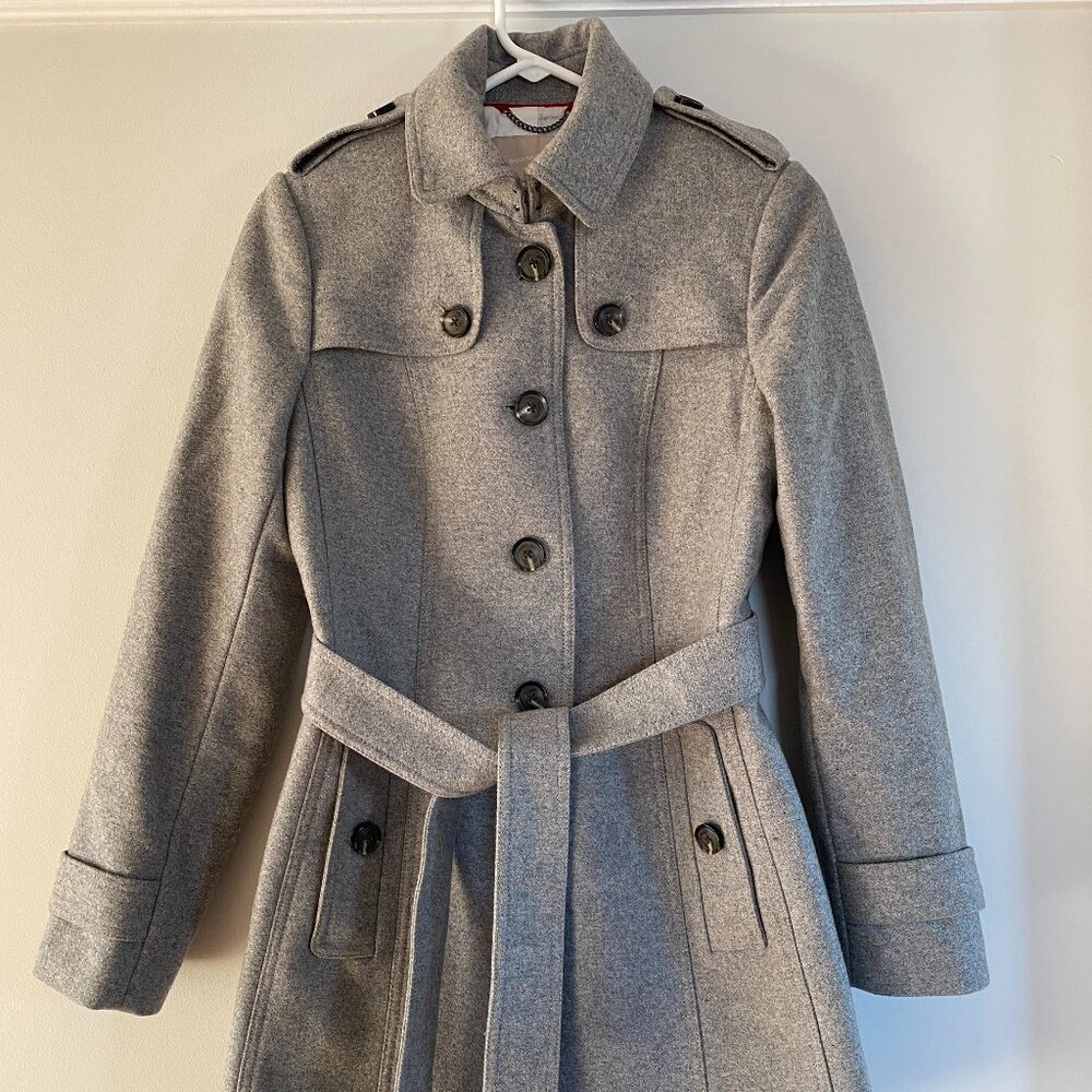 Banana Republic Grey Melange Wool Blend Trench Coat w/Belt-Women's XS